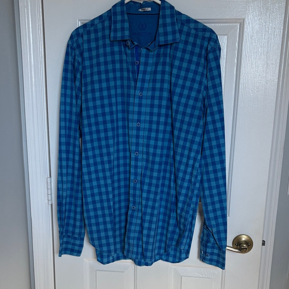 Bugatchi Blue Checkered Men's Shirt